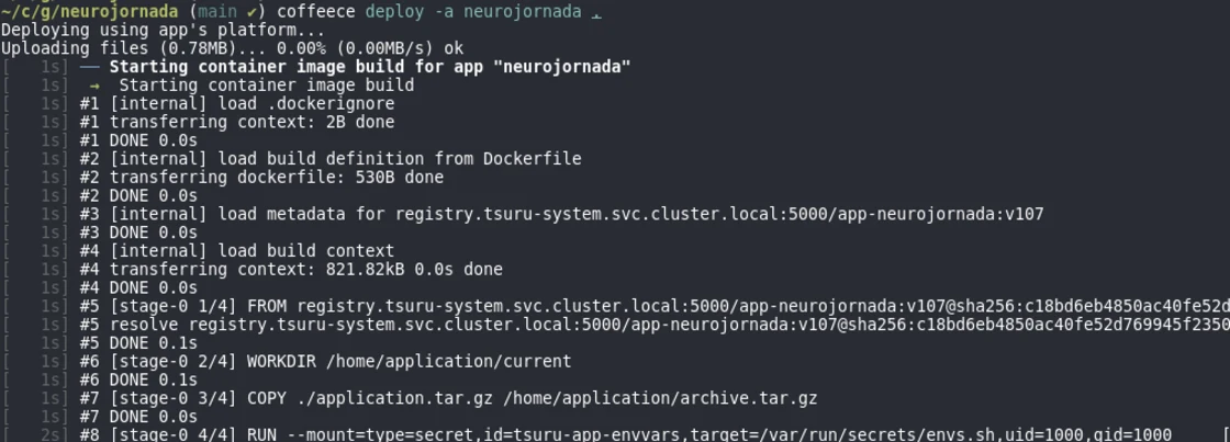 Terminal after coffeece deploy